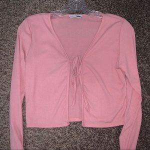 Tie front long sleeve top